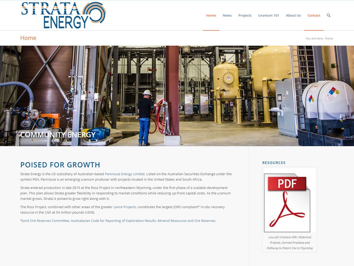 Strata Energy website created by Confluence Collaborative