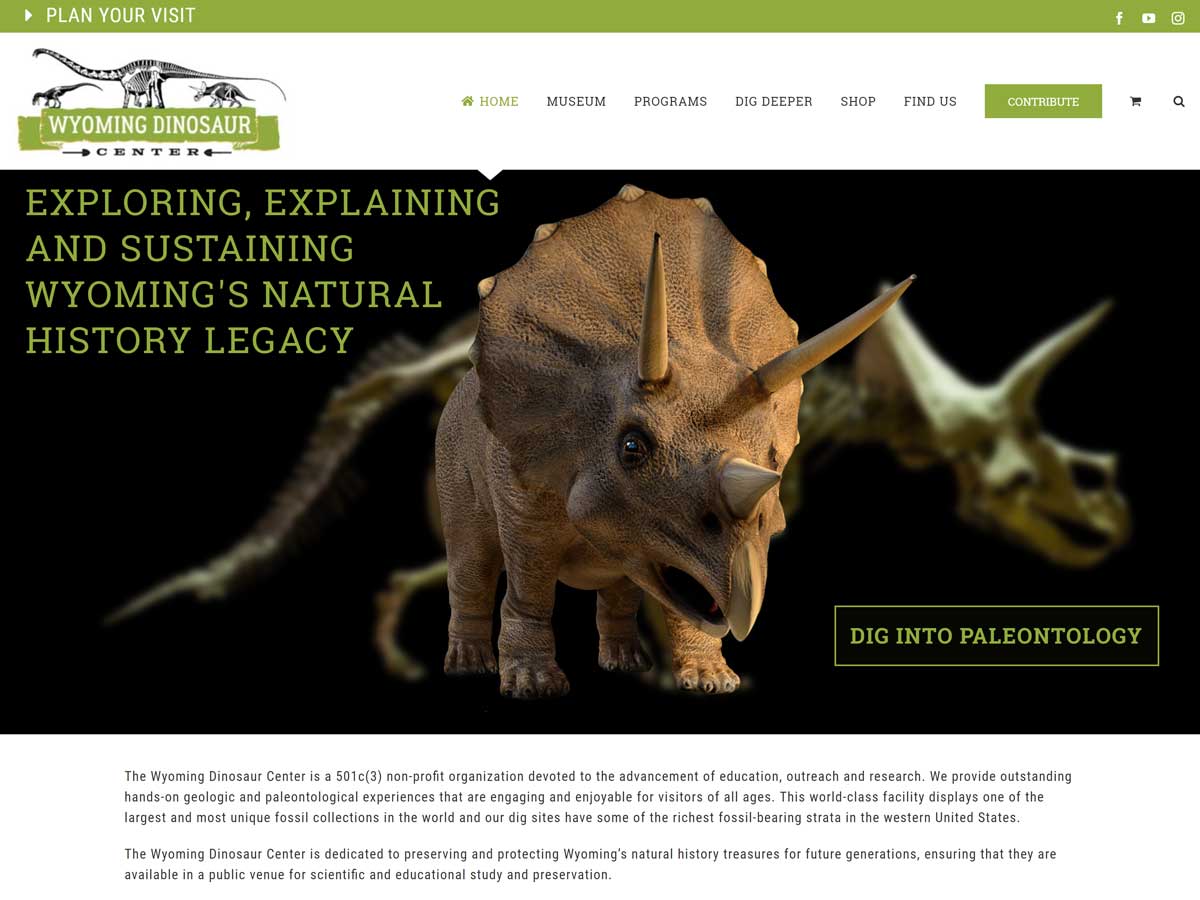 Wyoming Dinosaur Center website created by Confluence Collaborative