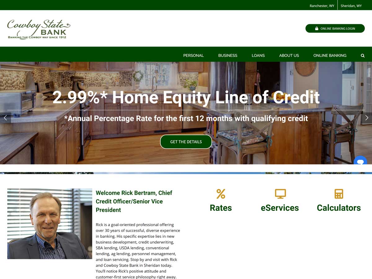 Cowboy State Bank website created by Confluence Collaborative