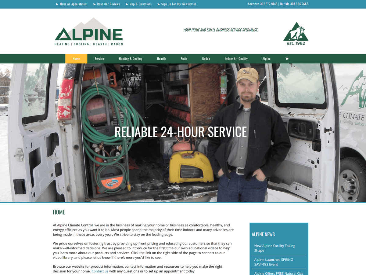 Alpine Climate Control website created by Confluence Collaborative